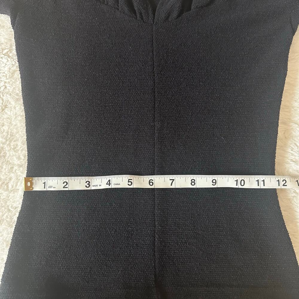 Irene Van Ryb Wool Blend Top V Neck Fitted Long Sleeve Black Small Minimalist - Picture 5 of 7
